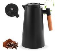 Carafe isotherme 1L Carafe isolante : Cafetière thermo avec indicateur de température, Insert en double verre Carafe isotherme en acier inoxydable, Isolation sous vide à double paroi, Pour bureau et