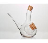 Carafe porrón rafraîchisseur artisanale en verre soufflé 50 cl - compartiment à glaçons indépendant - bec fin - double bouchon en liège - apéritif & cocktails