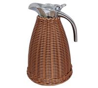 Carafe Thermique à Café En Acier Inoxydable, Pichet Thermique En Rotin, Isolation Sous Vide à Double Paroi De 1,5 Litre/50 Oz, Chaleur De 12 Heures Et Rétention De Froid De 24 Heures(Color:Café)