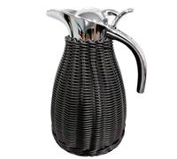 Carafe Thermique à Café En Acier Inoxydable, Pichet Thermique En Rotin, Isolation Sous Vide à Double Paroi De 1,5 Litre/50 Oz, Chaleur De 12 Heures Et Rétention De Froid De 24 Heures(Color:black)