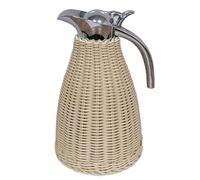 Carafe Thermique à Café En Acier Inoxydable, Pichet Thermique En Rotin, Isolation Sous Vide à Double Paroi De 1,5 Litre/50 Oz, Chaleur De 12 Heures Et Rétention De Froid De 24 Heures(Color:Beige)