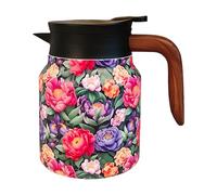 Carafe thermique pour café, carafe à liquides chauds - Bouilloire à thé vintage en acier inoxydable avec passoire à thé, bouilloire à thé aux fleurs - Théière isolée, carafe thermique pour