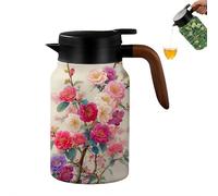 Carafe thermique vintage florale avec infuseur intégré, théière à double paroi en acier inoxydable 316 pour café chaud et feuilles en vrac, bouilloire décorative élégante pour la maison et le bureau