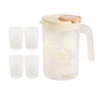 Carafe transparente avec couvercle, carafe à eau avec 4 tasses, carafe hermétique pour faire du thé glacé, grande carafe d'eau, bouteille pour réfrigérateur, carafe hermétique pour jus, limonade
