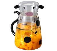 Carafe Vache - Pichet en verre avec tasse pour réfrigérateur carafe en verre avec tasse en verre mignon en verre bouilloire | Pichet à lait, carafe à eau pour boissons de minuit