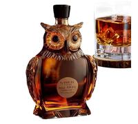 Carafe Whisky Owl - 350ml Haute Transparence Verre Bouteille pour Scotchs et Bourbon | Gravé Récipient Liqueur | Nouveauté Décoration Bar Vin, Vintage Collection Cadeau Hommes Papa & Amateurs