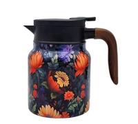 Carafes à infuser à thé de 1000 ml avec isolation à double paroi Aciers inoxydables de qualité alimentaire et poignée en bois théière Théière en acier inoxydable