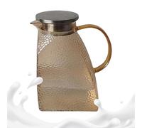 Carafes en verre avec poignée et couvercle, 1,5 l, grande porte de réfrigérateur, anti-éclaboussures, pour boissons froides, boissons chaudes, lait, jus, hospitalité en plein air