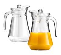 Carafes verre 1,4L avec poignée - set 2 pièces couvercle inclus