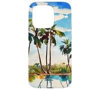 Caraïbes Tropical Island Palm Trees Aquarelle Beach Art v1 Coque pour iPhone 15 Pro
