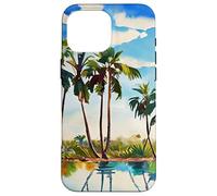 Caraïbes Tropical Island Palm Trees Aquarelle Beach Art v1 Coque pour iPhone 16 Pro Max