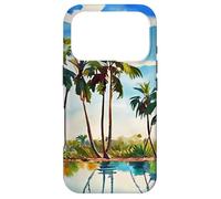Caraïbes Tropical Island Palm Trees Aquarelle Beach Art v1 Coque pour iPhone 17 Pro
