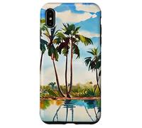 Caraïbes Tropical Island Palm Trees Aquarelle Beach Art v1 Coque pour iPhone XS Max