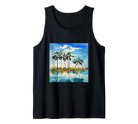 Caraïbes Tropical Island Palm Trees Aquarelle Beach Art v1 Débardeur