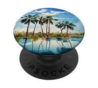 Caraïbes Tropical Island Palm Trees Aquarelle Beach Art v1 PopSockets PopGrip Adhésif