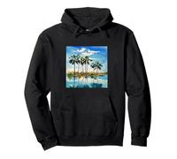 Caraïbes Tropical Island Palm Trees Aquarelle Beach Art v1 Sweat à Capuche