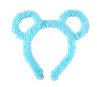 caralin Bandeau d'hiver en peluche épaisse pour femme avec oreilles d'ours rondes Bleu 16 x 18 cm