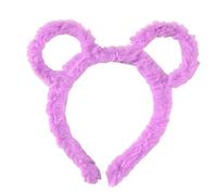 caralin Femmes Hiver Épais Peluche Bandeau Rond Oreilles d'Ours Maquillage Cerceau Bandana Violet