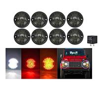 CARALL LY027WYR Lot de 8 phares LED, composé de phares avant blancs, arrière rouges, latéraux orange et de verres noir fumé, avec module clignotant LED CF14 inclus