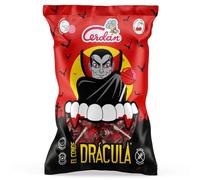Caramelos Cerdán - Bonbon Dur à Bâtons Mini Dracula | Goût Cerise Remplis de Chewing-gum | Sans Gluten et sans Allergènes | Fêtes & Halloween | Sachet 200 unités