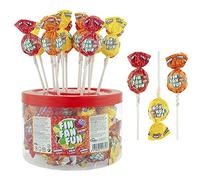 Caramelos Cerdán - Bonbon Sucette FIN FAN FUN | Orange, Citron & Cola Remplis de Soda Coca | Bonbon Dur Sans Gluten ni Allergènes | Idéal pour la Saint-Valentin & les Anniversaires | Pot de 45 Unités