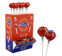Caramelos Cerdán - Sucette Géante Fourrée au Chewing-gum | Saveur Cerise Rouge | Bonbon Dur avec Bâtonnet Sans Gluten ni Allergènes | Idéal pour Fêtes, Saint-Valentin et Anniversaires | 100 unités