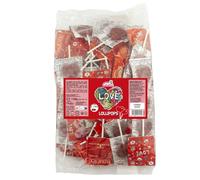 Caramelos Cerdán - Sucettes en forme de Coeur Saveur Cerise Love | Bonbons Durs avec Bâtonnet Sans Gluten etSans Allergènes | Idéal pour les Fêtes, Événements et Anniversaires | Sachet de 100 unités