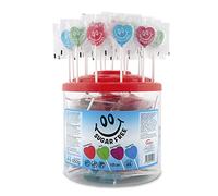 Caramelos Cerdán - Sucettes en Forme de Cœur sans Sucre, Saveurs Variées | Bonbon Dur sans Gluten ni Allergènes | Idéal pour la Saint-Valentin et les Anniversaires | Pot de 125 Unités