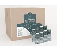 Caramont 4 Oz 1000 Espresso Gobelets en Carton,Écologique,Jetables,Résistant à la Chaleur,Carton Qualité,Idéal pour Toutes Les Boissons Chaudes ;Café,Thé,Chocolat etc.