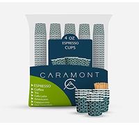 Caramont,4 Oz 400 Espresso Gobelets en Carton avec Agitateurs en Bois,Écologique et Jetables,Résistant à la Chaleur,Carton de Qualité,Idéal pour Toutes Les Boissons Chaudes ; Café,Thé,Chocolat etc.