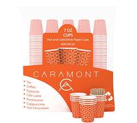 Caramont,7 Oz 400 Gobelets en Carton avec Agitateurs en Bois,Écologique et Jetables,Résistant à la Chaleur,pour la Boisson Froide et Chaude en Carton de Qualité,Ideal pour Café,Thé,Anniversaire,etc.