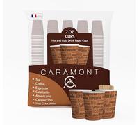 Caramont,7 Oz 400 Gobelets en Carton avec Agitateurs en Bois,Écologique et Jetables,Résistant à la Chaleur,pour la Boisson Froide et Chaude en Carton de Qualité,Ideal pour Café,Thé,Anniversaire,etc.