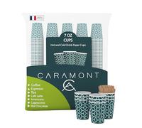 Caramont,7 Oz 400 Gobelets en Carton de Qualité avec Agitateurs en Bois,Écologique et Jetables,Résistant à la Chaleur,pour la Boisson Froide et Chaude,Ideal pour Café,Thé,Anniversaire,etc