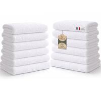 Caramont Lot de 12 Serviettes de Bain 50x90 cm - 100% Coton, Ultra Douces, Très Absorbantes, Séchage Rapide, Qualité Hôtelière - Blanc - pour Salle de Bain, Douche, Gym, Hôtel et Spa