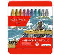 Caran d'Ache – Crayons Neocolor I – Couleurs assorties métalliques – Lot de 10