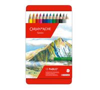 Caran d'Ache – Crayons de couleur Pablo – boîte métal 12 crayons, multicolore