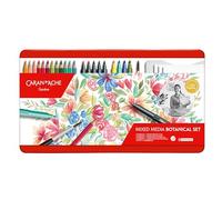 Caran d'Ache 3000.123 Mixed Media Botanical Set de 24 pièces par Julie Thomas dans un étui en métal