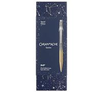 Caran d'Ache 849 NM0849.224 Cosmic Blue 'Gilded' Stylo à bille, tige en aluminium, couleur : bleu, clip en métal flexible, couleur du trait : noir, largeur de trait : M