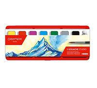 Caran d'Ache Gouache Set 7 Pans – Fabrication traditionnelle, résistante à la lumière, avec pinceau