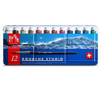 Caran Dache Boîte métal de 12 tubes de couleurs pour poster et 1 pinceau