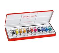 Caran Dache Boîte métal de 12 tubes de couleurs pour poster et 1 pinceau