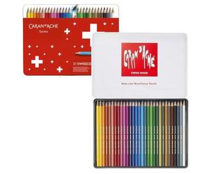 Caran d'Ache Crayons de couleur Aquarellables 30 pcs + 2 Enveloppes - Swisscolor Aquarellables
