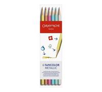CARAN D'ACHE Crayons de couleur "Fancolor", métallique, 6 couleurs, 1284.406