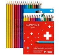 Caran d'Ache Swisscolor 1285.818 Lot de 18 crayons de couleur solubles dans l'eau dans une boîte