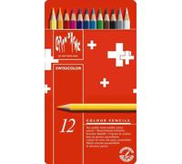 Caran D'ache Crayons De Couleur Swisscolor En Étui Métal De 12
