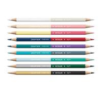 Caran d'Ache Lot de 9 crayons de couleur bicolore, édition spéciale Alpine Frost, 18 couleurs et pinceau, boîte en carton de qualité supérieure, luminance, crayons d'artiste, coloriage, aquarelle, ton