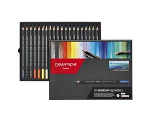 Caran d'Ache Museum Aquarelle Lot de 24 crayons aquarelle de qualité extra fine - Couleurs assorties
