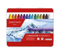 Caran d'Ache Neocolor II Artiste Esquisse Lot de 15 bâtonnets Cire pastels à l'huile solubles à Étui en métal de 7500 _ 315