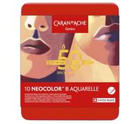 Caran d'Ache NEOCOLOR II Lot de 10 pastels aquarelles solubles dans l'eau Édition portrait 50 ans