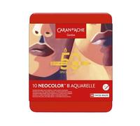 Caran d'Ache NEOCOLOR II Lot de 10 pastels aquarelles solubles dans l'eau Édition portrait 50 ans
